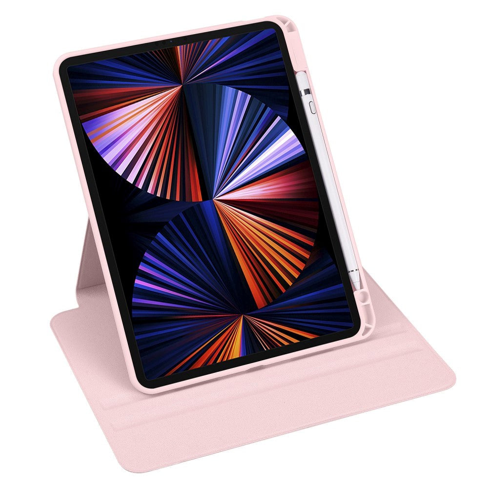 iPad Pro 12.9" (2022 / 2021 / 2020 / 2018) Tri-Fold Fodral med Apple Pencil Hållare - Rosa / Transparent