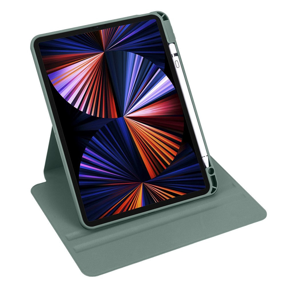 iPad Pro 12.9" (2022 / 2021 / 2020 / 2018) Tri-Fold Fodral med Apple Pencil Hållare - Grön / Transparent