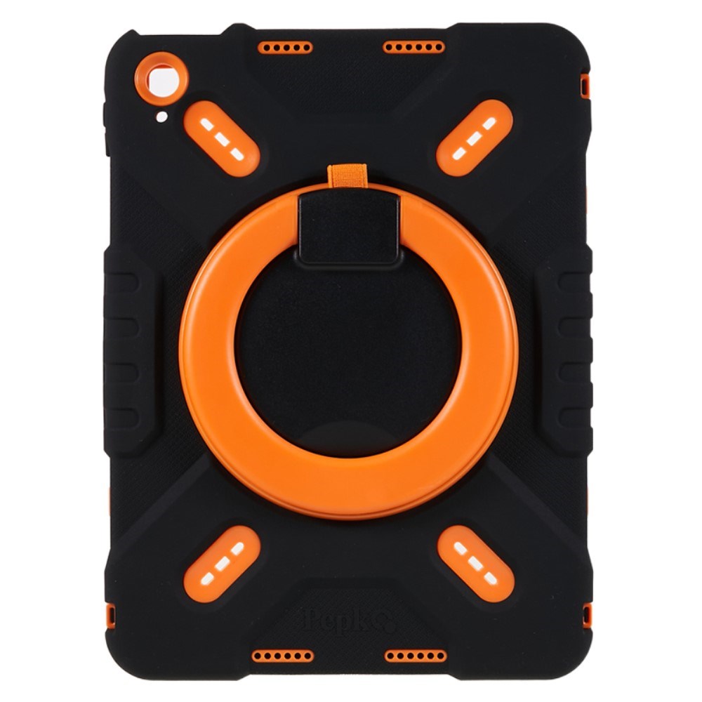 Pepkoo iPad 11" (2025) / 10.9" (2024 / 2022) Barnfodral med Roterbart Stativ - Svart / Orange