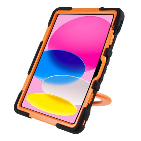 Pepkoo iPad 11" (2025) / 10.9" (2024 / 2022) Barnfodral med Roterbart Stativ - Svart / Orange