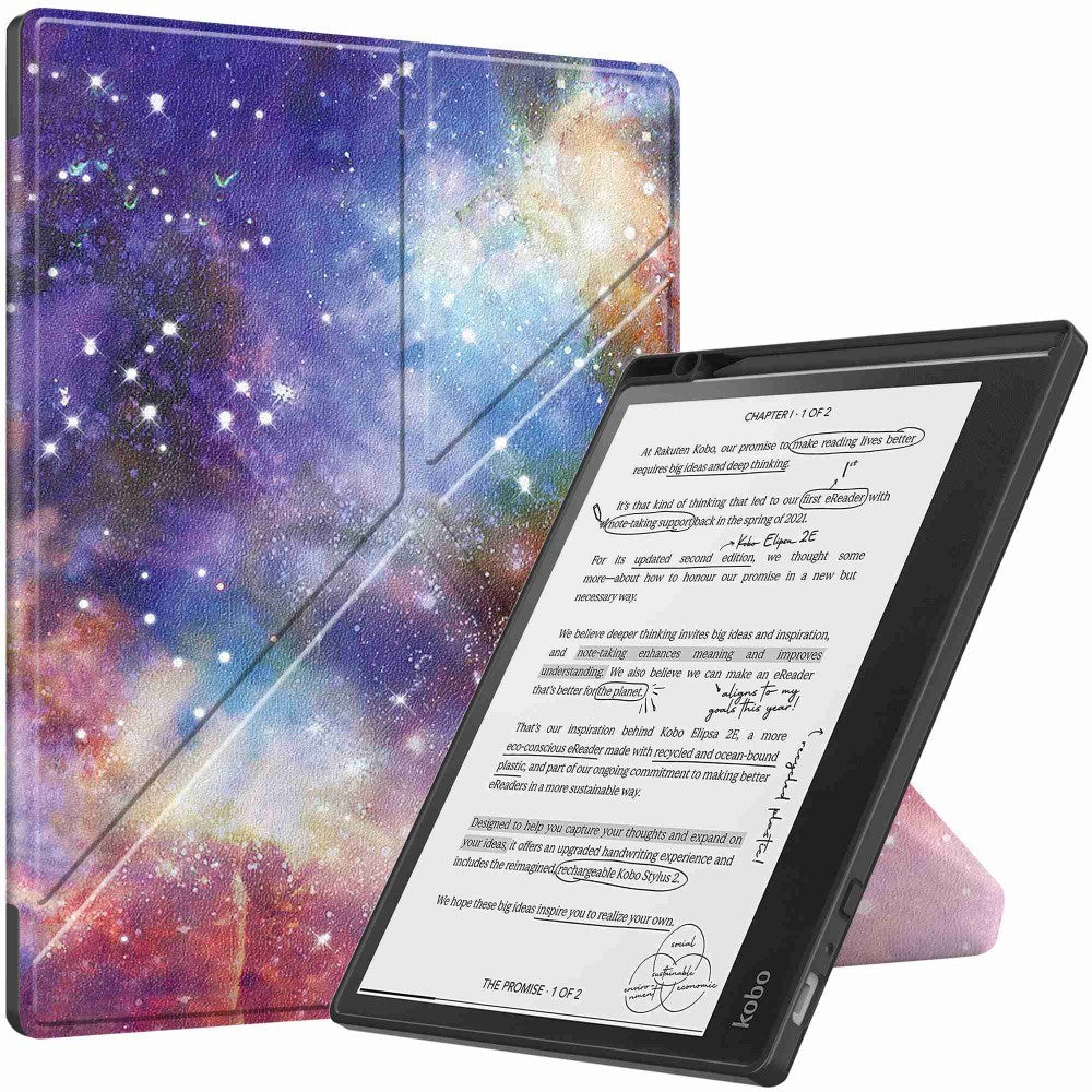 EIDERWOOD Kobo Elipsa 2E Origami Läder Fodral med Pennhållare - Galaxy