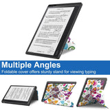 EIDERWOOD Kobo Elipsa 2E Origami Läder Fodral med Pennhållare - Färgglada Fjärilar och Blommor