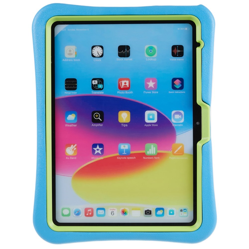EIDERWOOD iPad 11" (2025) / 10.9" (2024 / 2022) Barnfodral med Stativfunktion - Blå / Grön