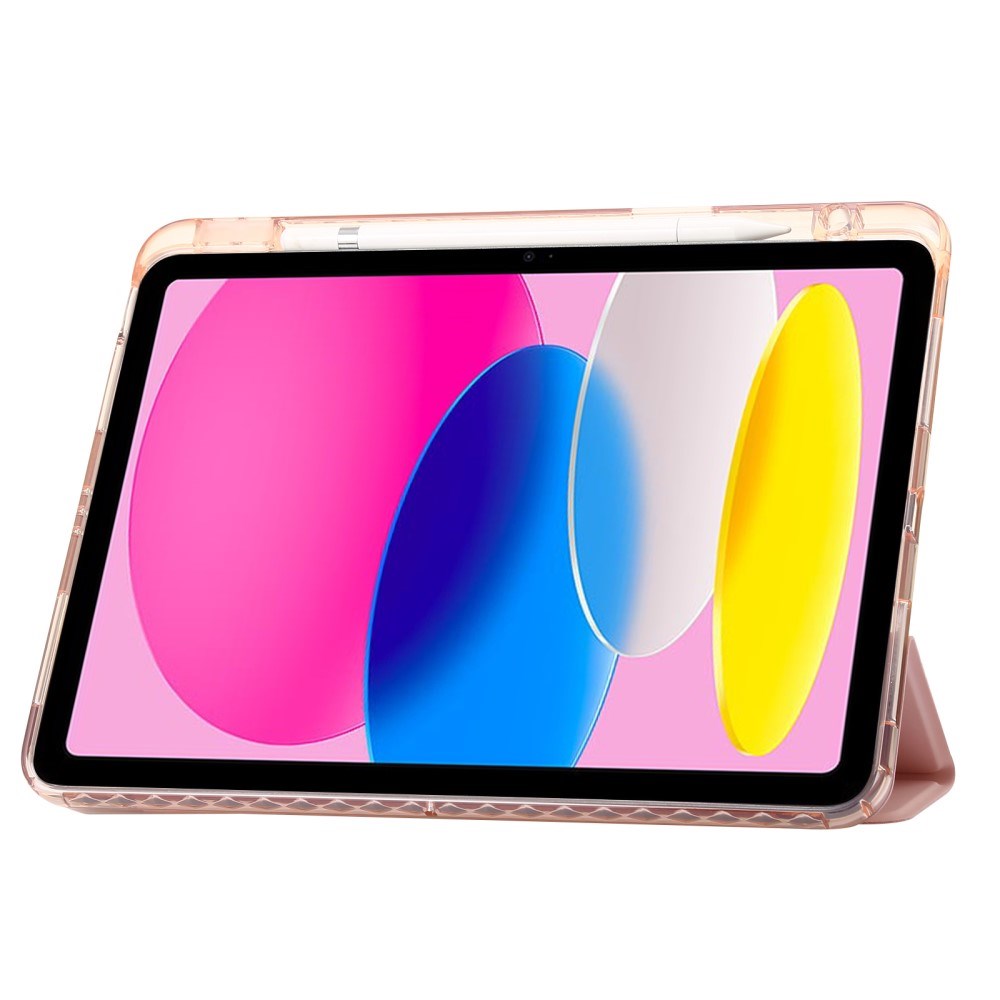 EIDERWOOD iPad 10.9" (2022) Tri-fold Konst Läder Fodral med Apple Pencil Hållare - Rosa