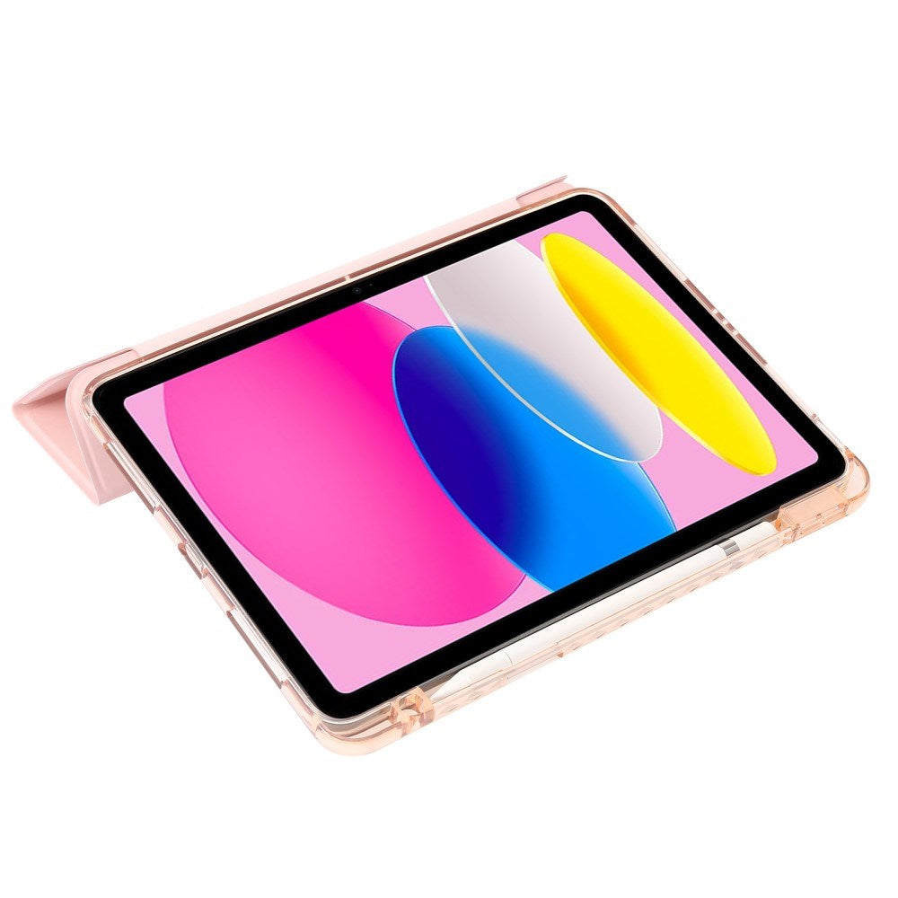 EIDERWOOD iPad 10.9" (2022) Tri-fold Konst Läder Fodral med Apple Pencil Hållare - Rosa