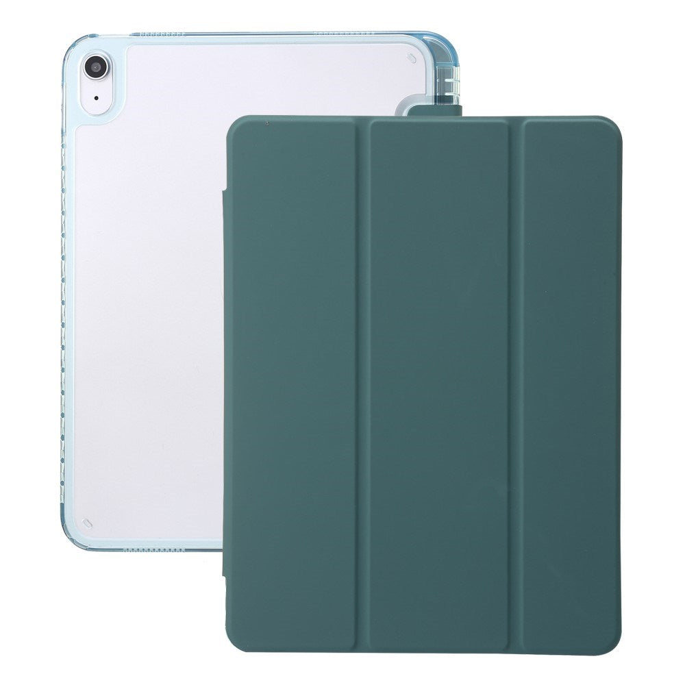 EIDERWOOD iPad 10.9" (2022) Tri-fold Konst Läder Fodral med Apple Pencil Hållare - Grön