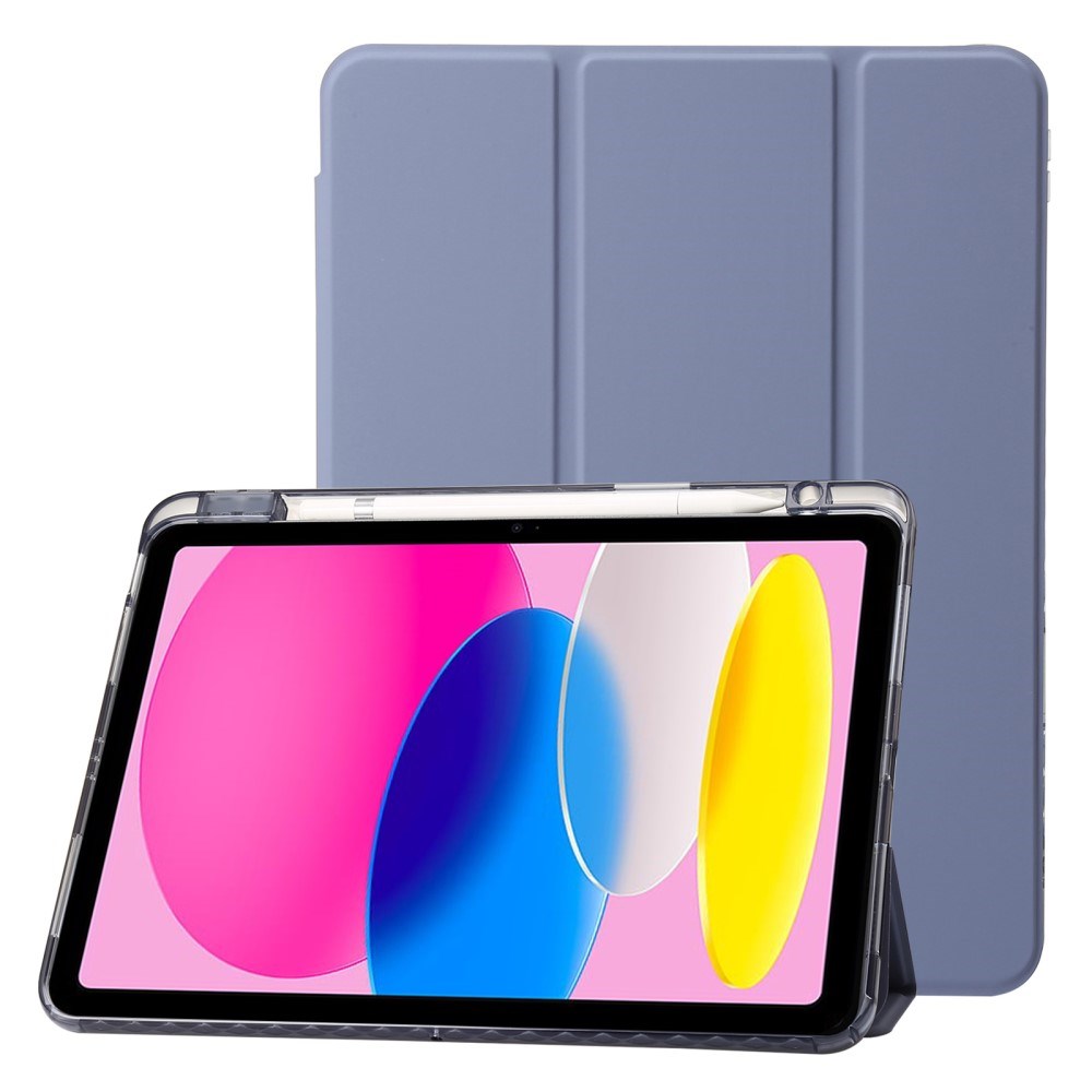 EIDERWOOD iPad 10.9" (2022) Tri-fold Konst Läder Fodral med Apple Pencil Hållare - Lila