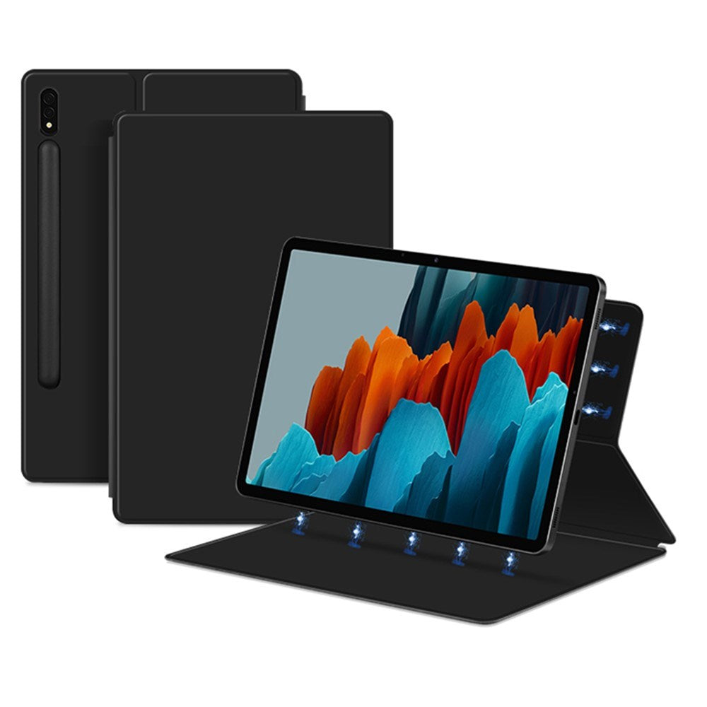 EIDERWOOD Samsung Galaxy Tab S8 / S7 Konstläder Flip Fodral m. Penn Hållare - Svart