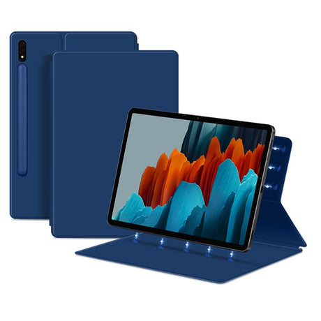 EIDERWOOD Samsung Galaxy Tab S8 / S7 Konstläder Flip Fodral m. Penn Hållare - Blå