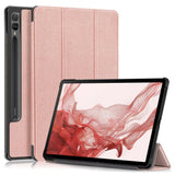 Samsung Galaxy Tab S9 Tri-Fold Läder Fodral med Stativfunktion - Rose Gold