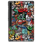 Samsung Tab S9 Ultra Tri-Fold Konstläder Fodral med Stativfunktion - Graffiti