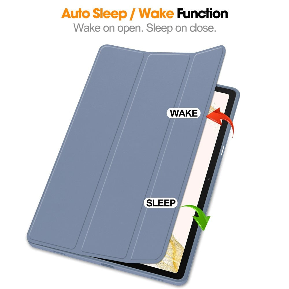 Samsung Galaxy Tab S9+ (Plus) Magnetisk Tri-Fold Konstläder Fodral med Stativfunktion - Blå