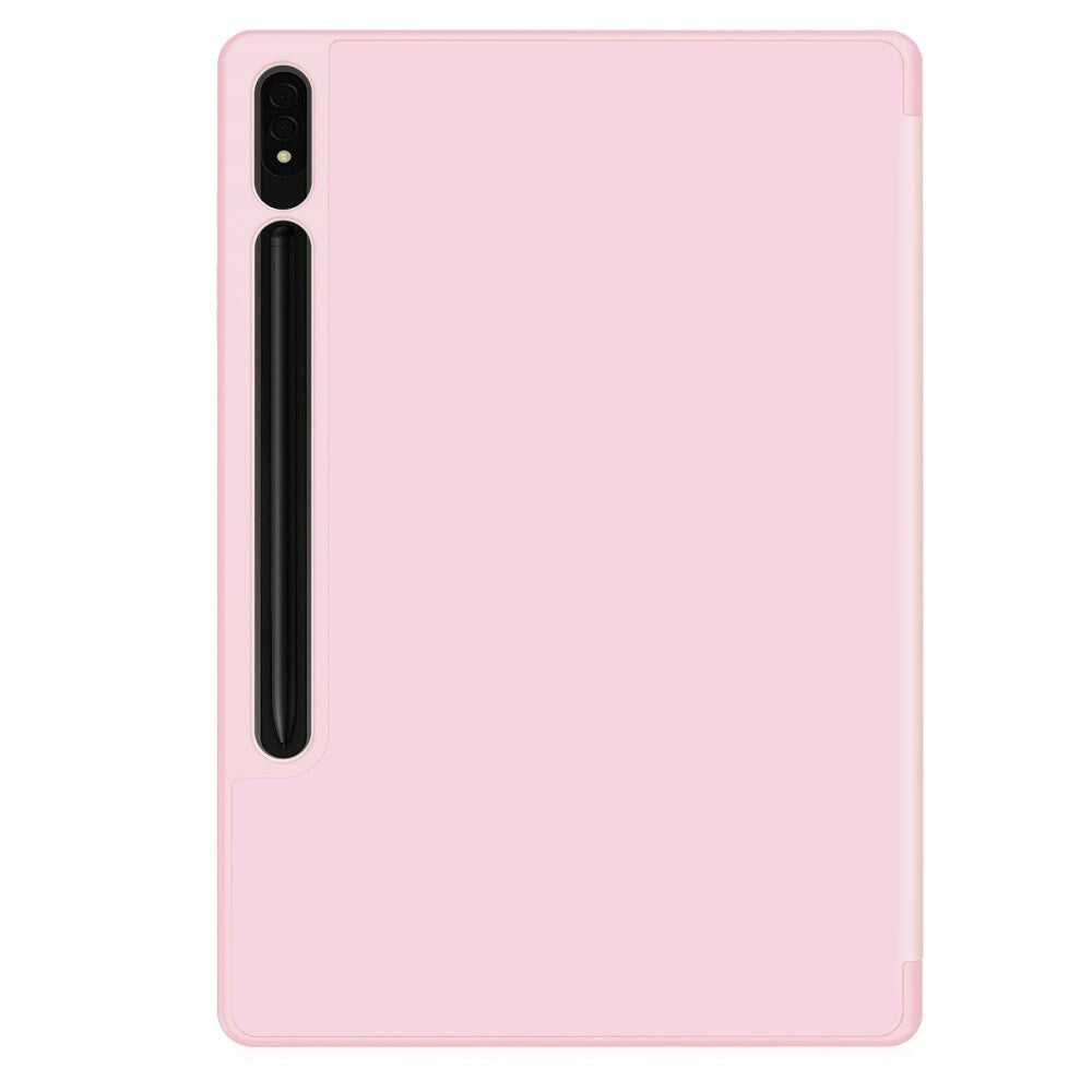 Samsung Galaxy Tab S9+ (Plus) Magnetisk Tri-Fold Konstläder Fodral med Stativfunktion - Rosa