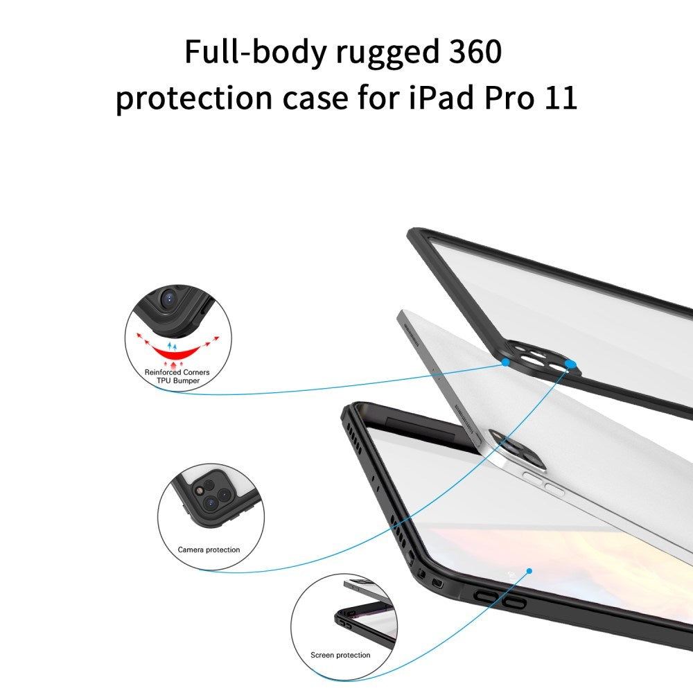 iPad Pro 11" (2022 / 2021 / 2020 / 2018) Vattentätt Craftsman Skal med Skärmskydd - Transparent / Svart