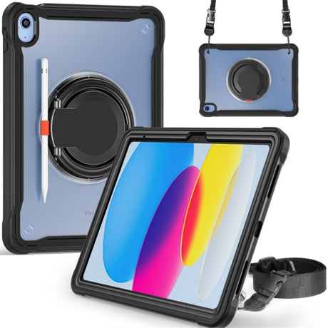 iPad 11" (2025) / iPad 10.9" (2024/2022) Tåligt Skal m. Handhållare & Stativ - Transparent / Svart