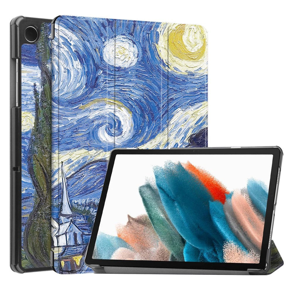 Samsung Galaxy Tab A9 Tri-Fold Tri-Fold Konstläder Fodral med Sleep-Wake Funktion - Målning