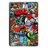 Samsung Galaxy Tab A9 Tri-Fold Tri-Fold Konstläder Fodral med Sleep-Wake Funktion - Graffiti