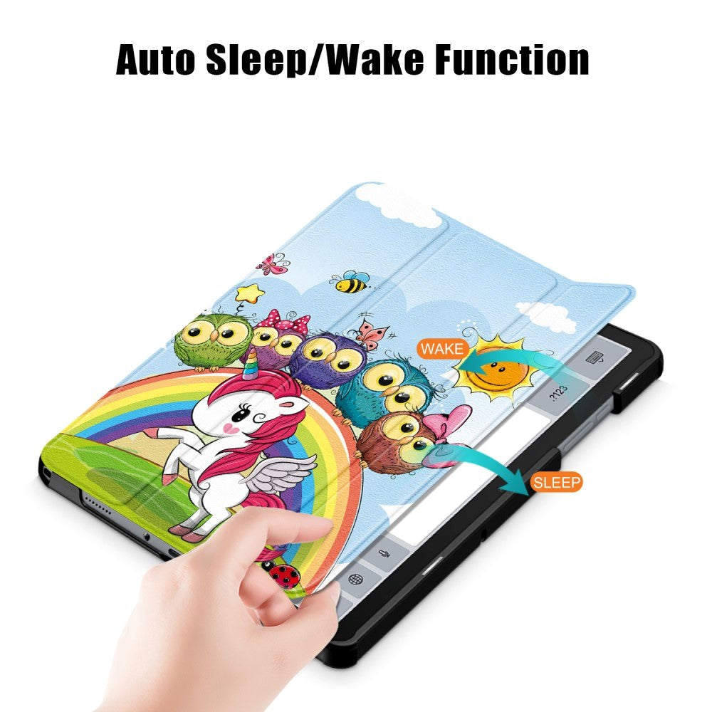 Samsung Galaxy Tab A9+ (Plus) Tri-Fold Konstläder Fodral med Sleep-Wake Funktion - Enhörning