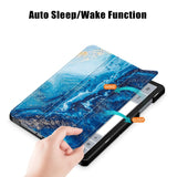 Samsung Galaxy Tab A9+ (Plus) Tri-Fold Konstläder Fodral med Sleep-Wake Funktion - Vatten