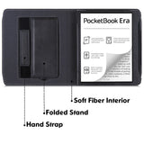 PocketBook Era PU-läder Fodral med Stativfunktion, Strap & Wake Up Function - Svart