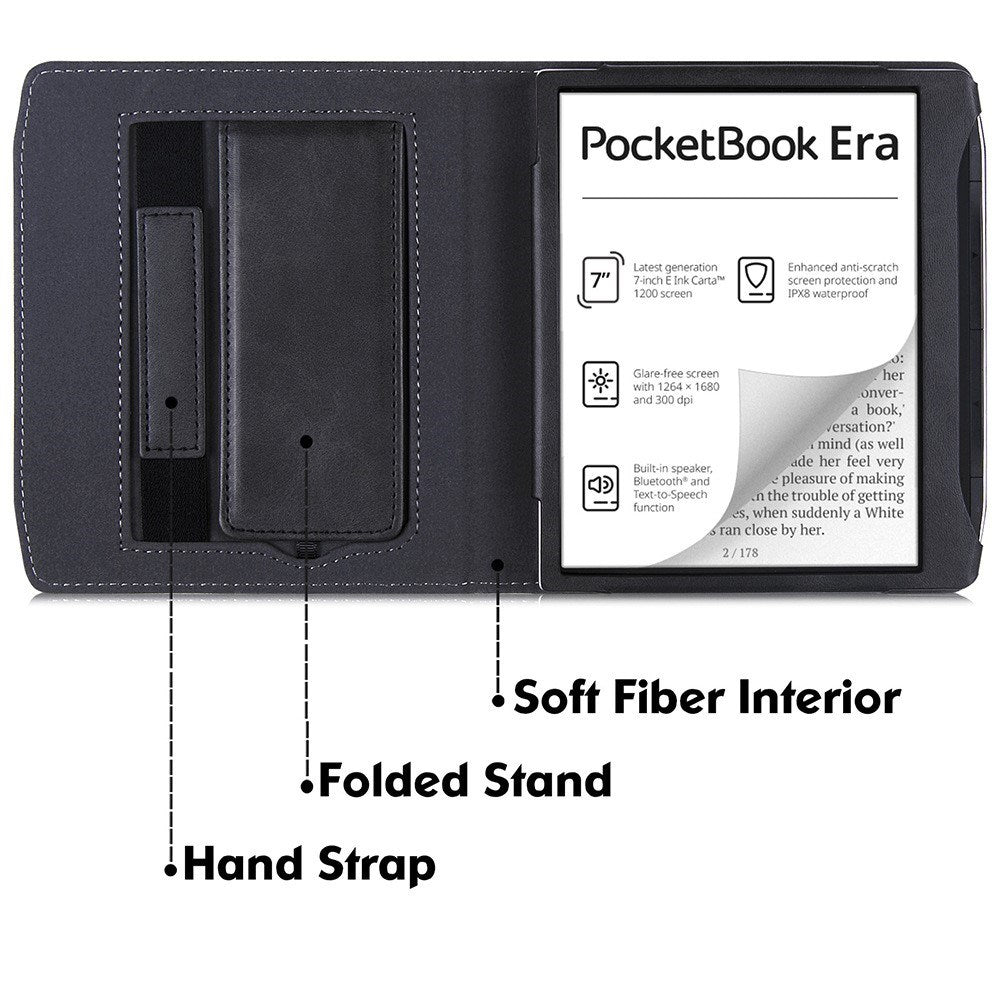 PocketBook Era PU-läder Fodral med Stativfunktion, Strap & Wake Up Function - Blå