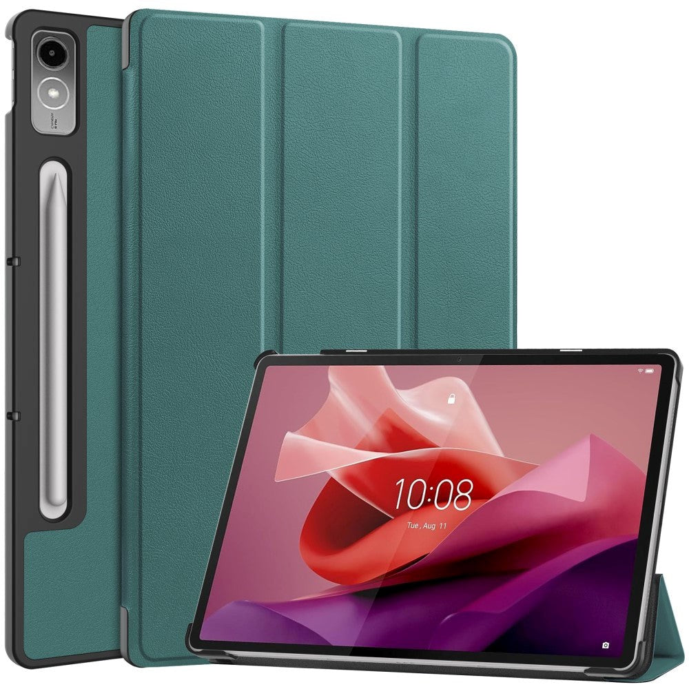 Lenovo Tab P12 Magnetisk Tri-Fold Konstläder Fodral med Stativfunktion - Grön