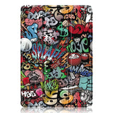 Samsung Tab S9 Tri-Fold Konstläder Fodral med Pennhållare - Gjennomsiktig / Graffiti