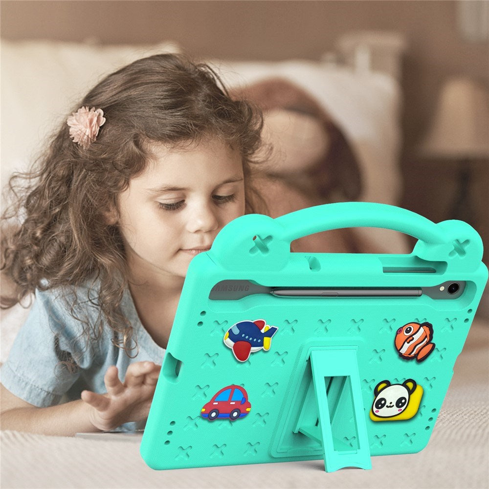 EIDERWOOD Samsung Galaxy Tab S11 / S10 Lite / S10 FE / S9 FE / S9 / S8 / S7 Barnskal med Stativ & Handhållare - Turkos