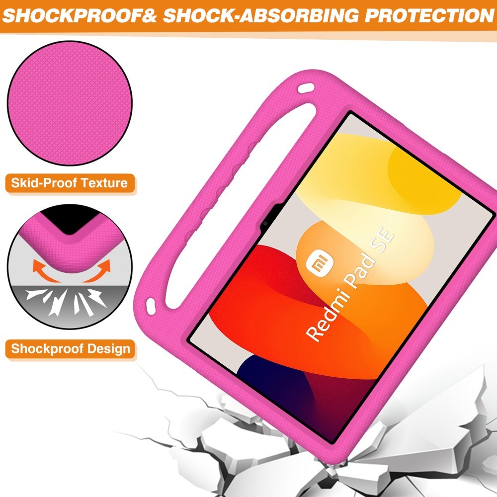 EIDERWOOD Xiaomi Redmi Pad SE Anti-Drop Tablett Skal med Handtag och Stativfunktion - Rosa