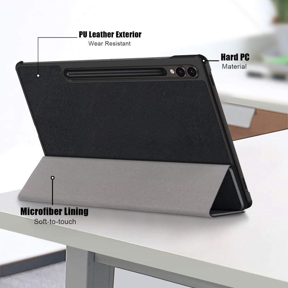 Samsung Galaxy Tab S9 FE+ (Plus) Tri-Fold Läder Fodral med Stativfunktion - Svart