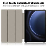 Samsung Galaxy Tab S9 FE+ (Plus) Tri-Fold Läder Fodral med Stativfunktion - Grå