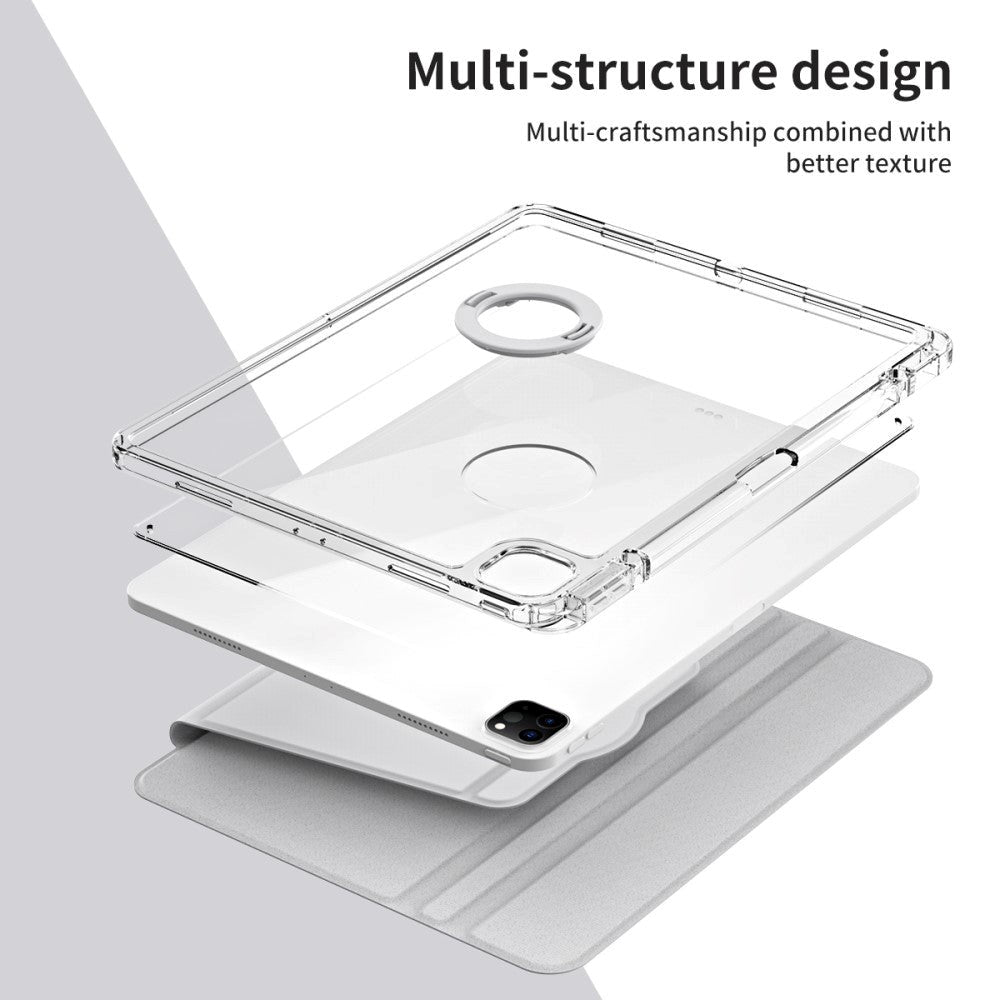 iPad Pro 12.9" (2022 / 2021 / 2020 / 2018) 2 i 1 Hybrid Fodral med Pennhållare och Kameraobjektivskydd - Grå / Genomskinlig