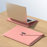 Bärbar Dator / MacBook-Sleeve 13-14" (32 x 24 cm) med Tri-fold Stand Function - Pink