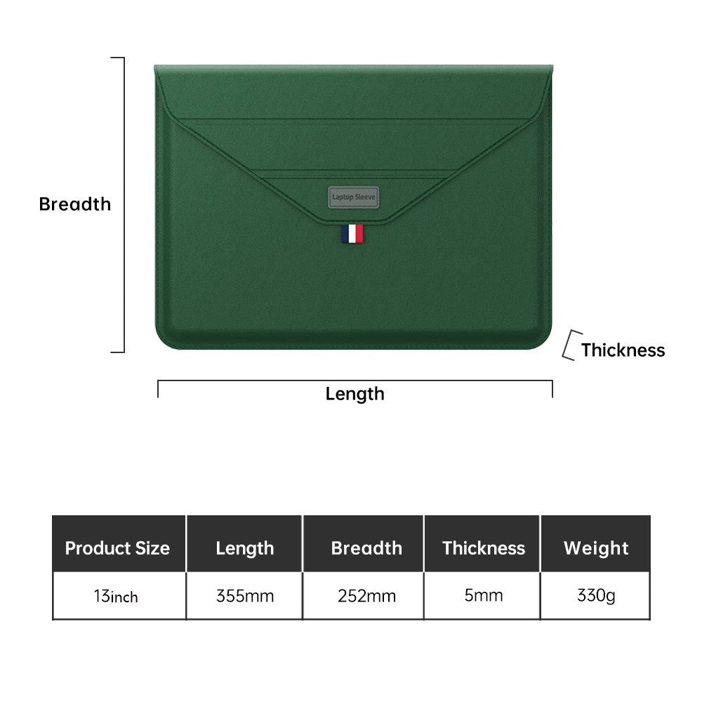 Bärbar Dator / MacBook-Sleeve 13-14" (32 x 24 cm) med Tri-fold Stand Function - Grön