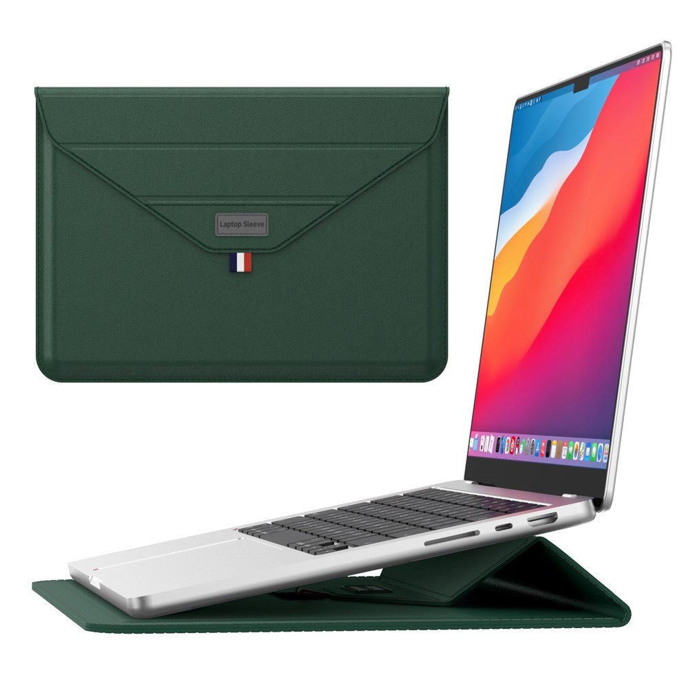 Bärbar Dator / MacBook-Sleeve 13-14" (32 x 24 cm) med Tri-fold Stand Function - Grön