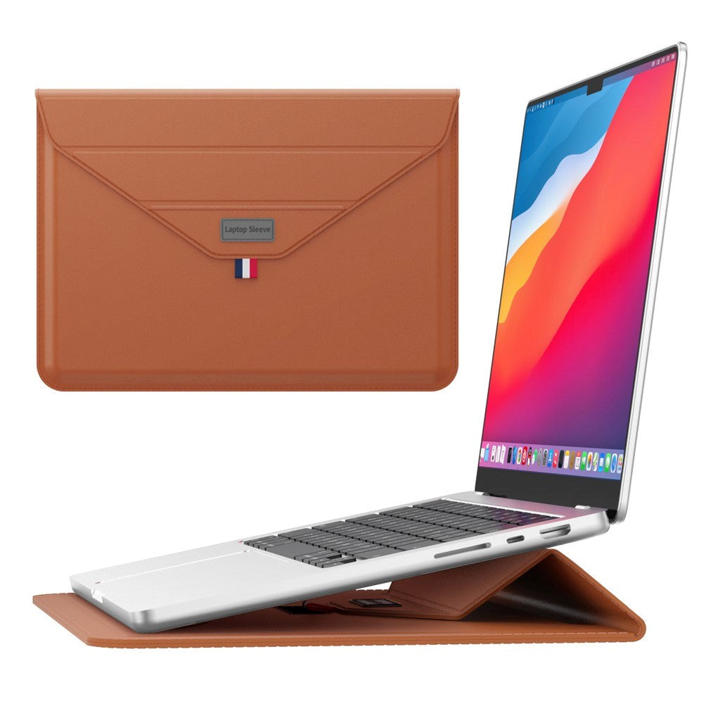 Bärbar Dator / MacBook-Sleeve 13-14" (32 x 24 cm) med Tri-fold Stand Function - Brun