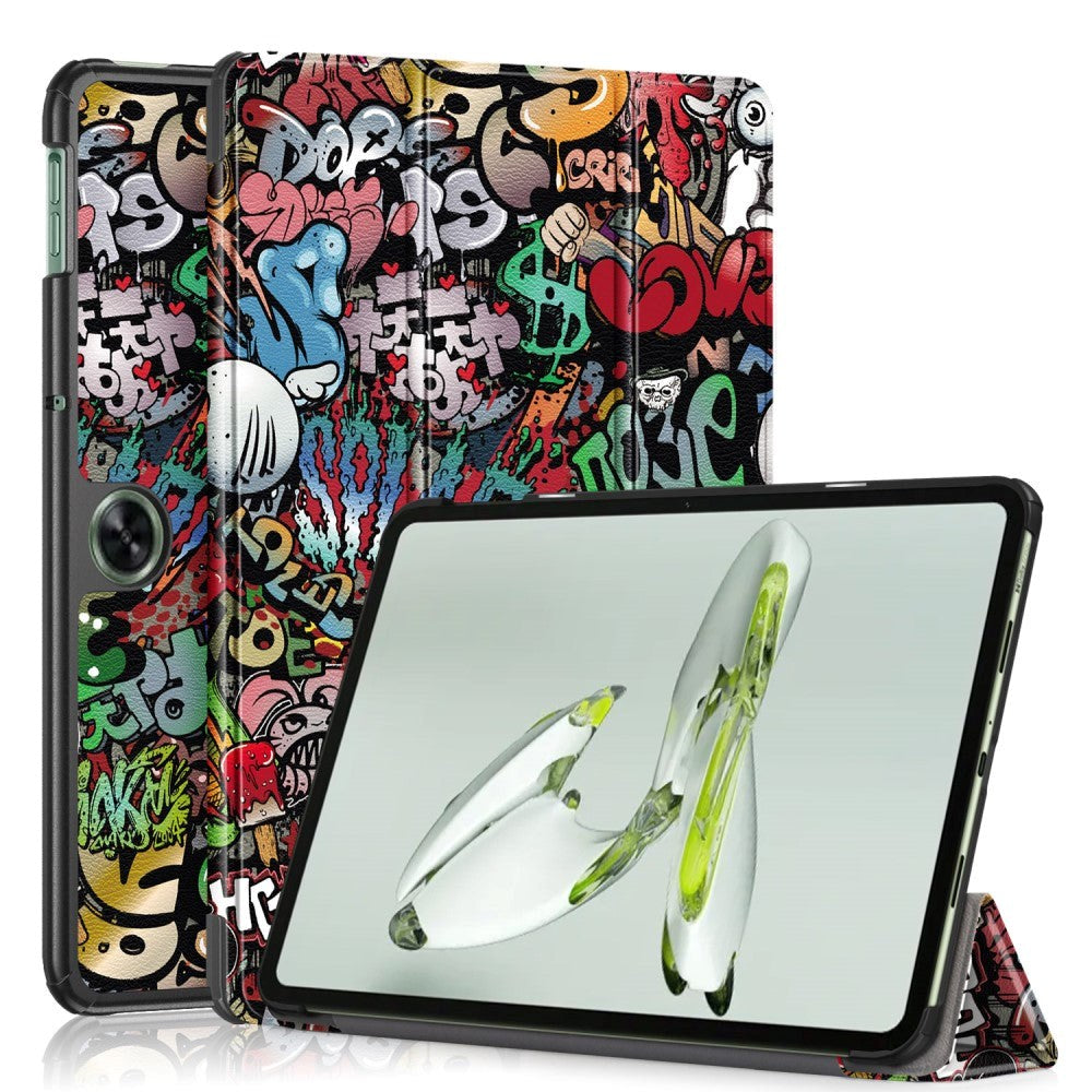 OnePlus Pad Go PU-Läder Fodral med Tri-Fold Stand & Wake-up Funktion - Graffiti