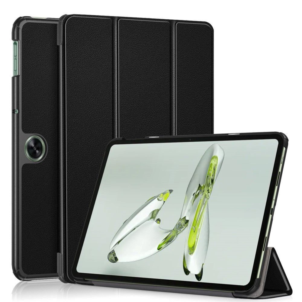 OnePlus Pad Go Tri-Fold Konstläder Fodral med Stativfunktion - Svart