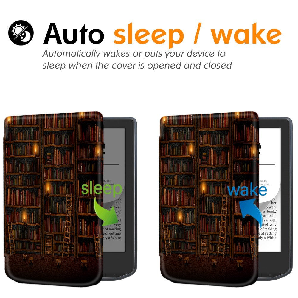 Pocketbook Verse Pro Fodral i Konstläder med Sleep-Wake Funktion - Bokhylla