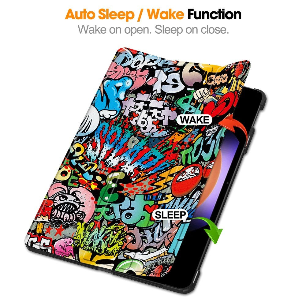 EIDERWOOD Xiaomi Pad 6S Pro Tri-Fold Tri-Fold Konstläder Fodral med Sleep-Wake Funktion - Graffiti