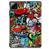 EIDERWOOD Xiaomi Pad 6S Pro Tri-Fold Tri-Fold Konstläder Fodral med Sleep-Wake Funktion - Graffiti