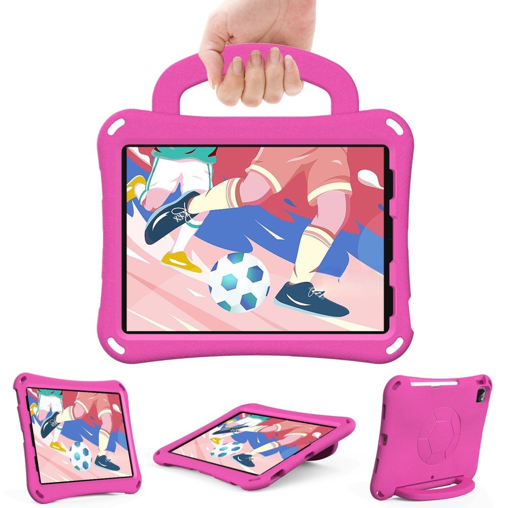 EIDERWOOD iPad Air 10.9" (2022 / 2020) / Pro 11" (2024-2018) Barnskal - Fotboll - Stativ & Handtag - Rosa