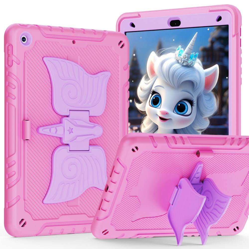 EIDERWOOD iPad 10,2" (2021 / 2020 / 2019) Unicorn Kickstand Barnskal - Rosa / Lila