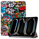 EIDERWOOD iPad Pro 11" (2024) Tri-Fold Tri-Fold Konstläder Fodral med Sleep-Wake Funktion - Graffiti