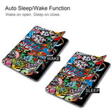 EIDERWOOD iPad Pro 11" (2024) Tri-Fold Tri-Fold Konstläder Fodral med Sleep-Wake Funktion - Graffiti