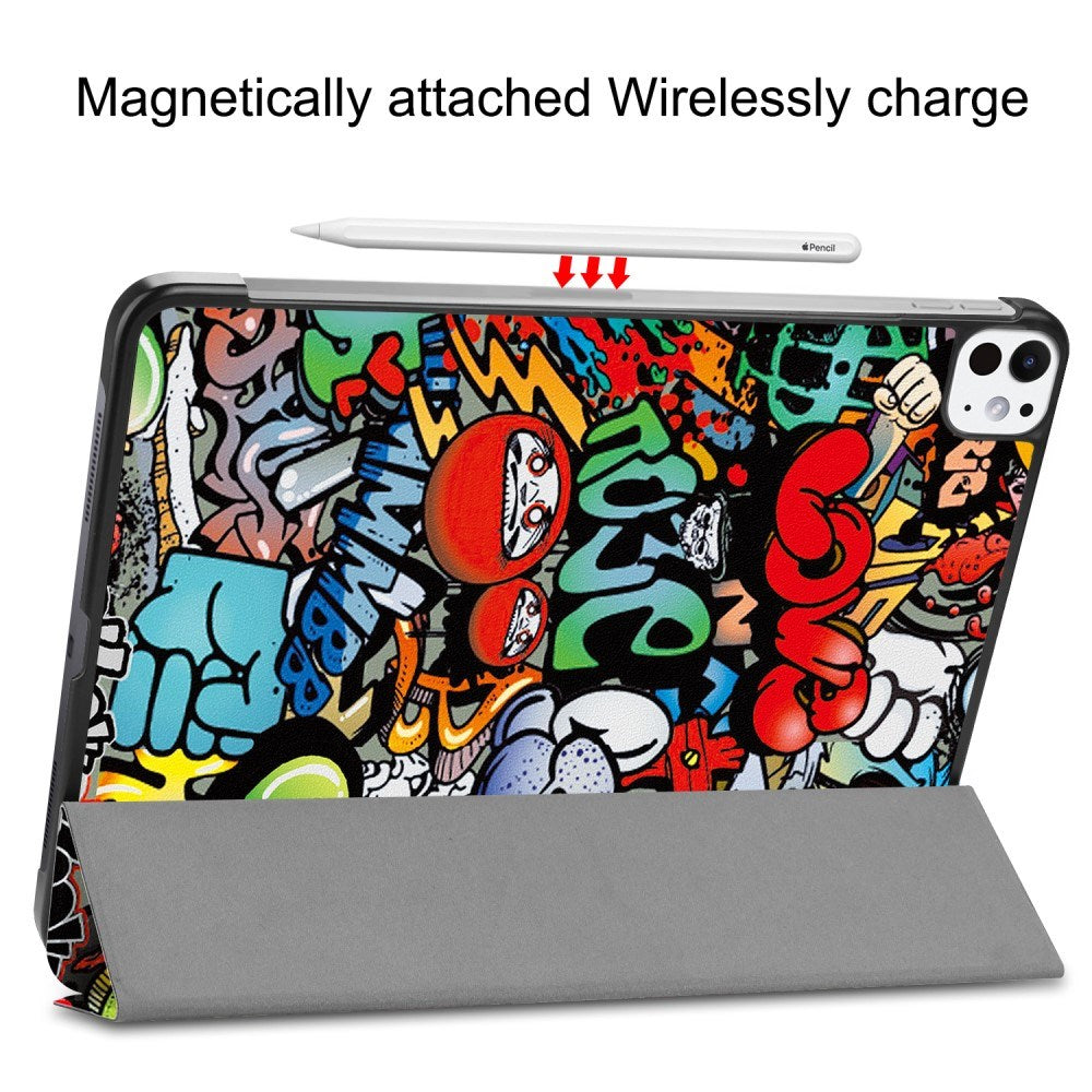 EIDERWOOD iPad Pro 11" (2024) Tri-Fold Tri-Fold Konstläder Fodral med Sleep-Wake Funktion - Graffiti