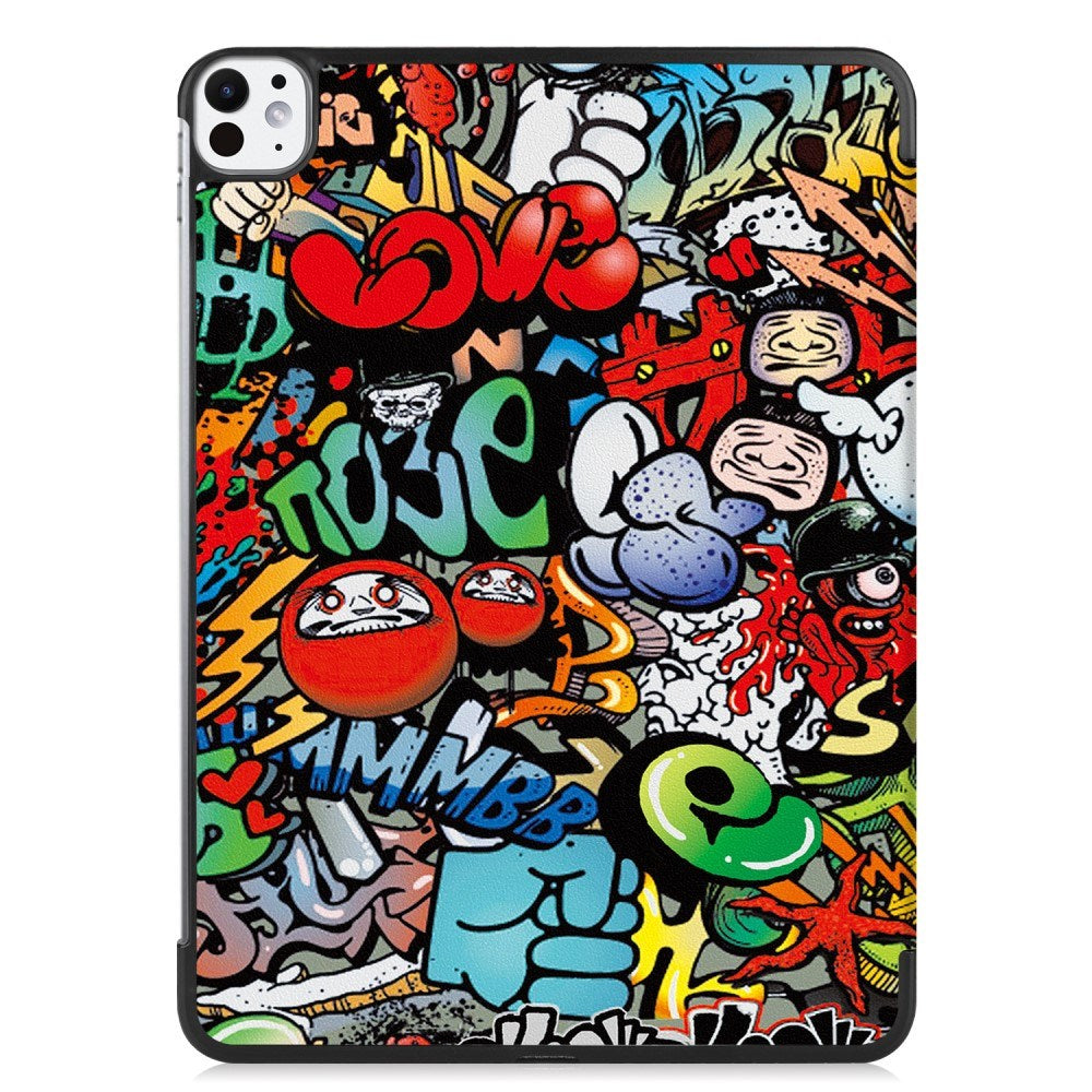 EIDERWOOD iPad Pro 11" (2024) Tri-Fold Tri-Fold Konstläder Fodral med Sleep-Wake Funktion - Graffiti