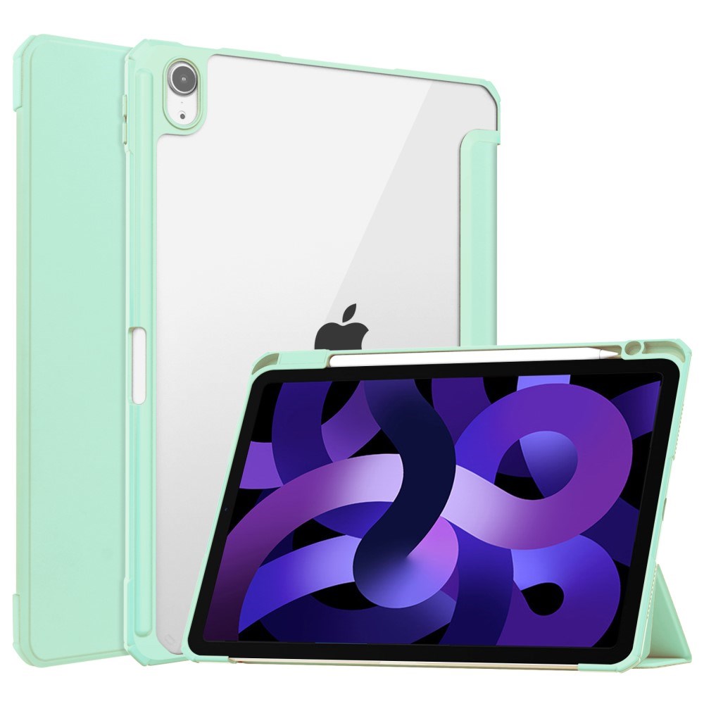 EIDERWOOD iPad Air 11" (2024) Hybrid Flip Fodral med Pennhållare - Mint Grön & Genomskinlig