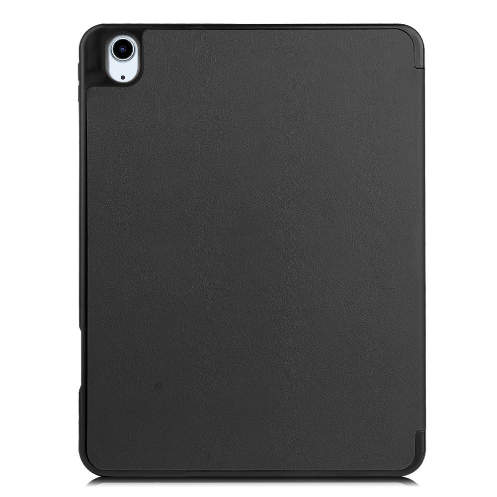 EIDERWOOD iPad Air 11" (2024) Litchi Tri-fold Läder Fodral med Apple Pencil Hållare - Svart