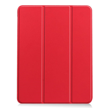 EIDERWOOD iPad Air 11" (2024) Litchi Tri-fold Läder Fodral med Apple Pencil Hållare - Röd